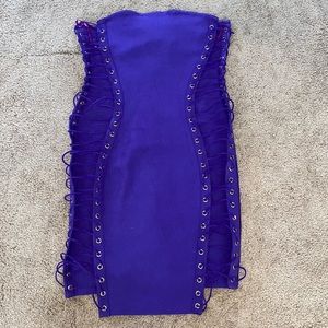 Akira Purple Strapless Mini Dress. Lacing on the sides.